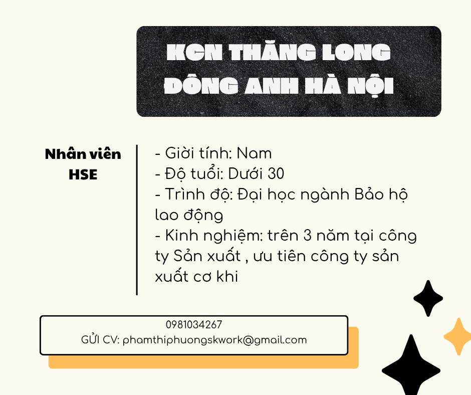 Nhân viên HSE AN TOÀN NHÀ MÁY KCN Thăng Long Đông Anh Hà Nội 1 HSE FCC